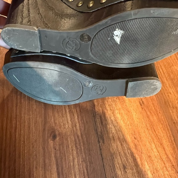 Lucky Brand Larae Black Wood Studded Wedge Heels Size 6.5 - Picture 6 of 9